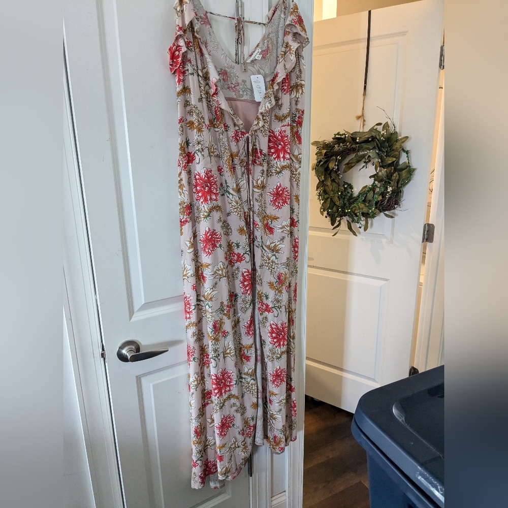 Gorgeous full maxi dress open tie front floral romantic In The Beginning